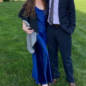 Reformation Athena blue slip silk dress xs